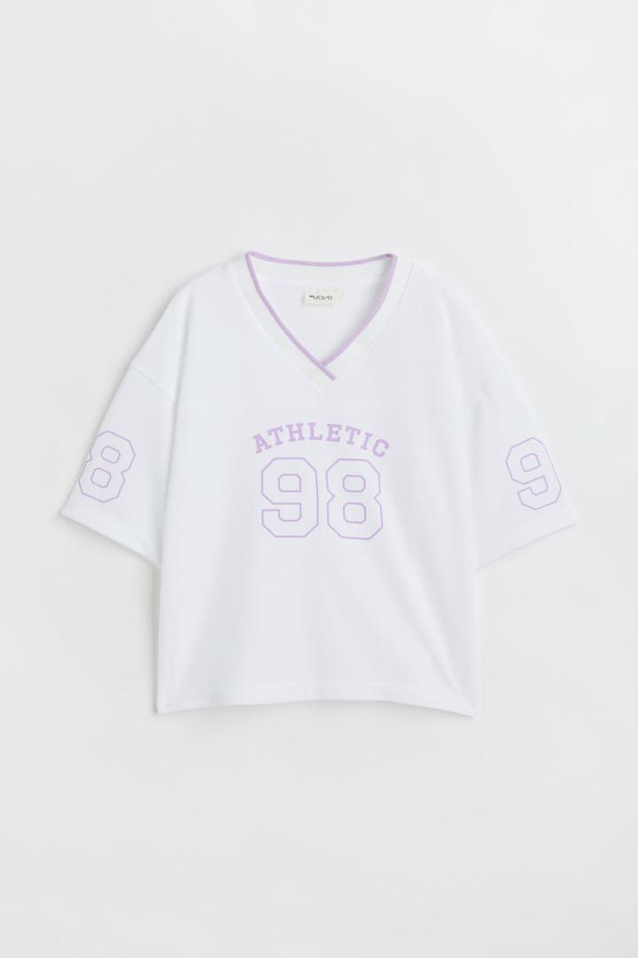 H & M - Printed Basketball Shirt - White