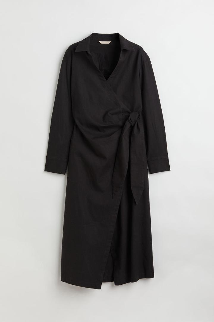 H & M - Linen-blend Shirt Dress - Black