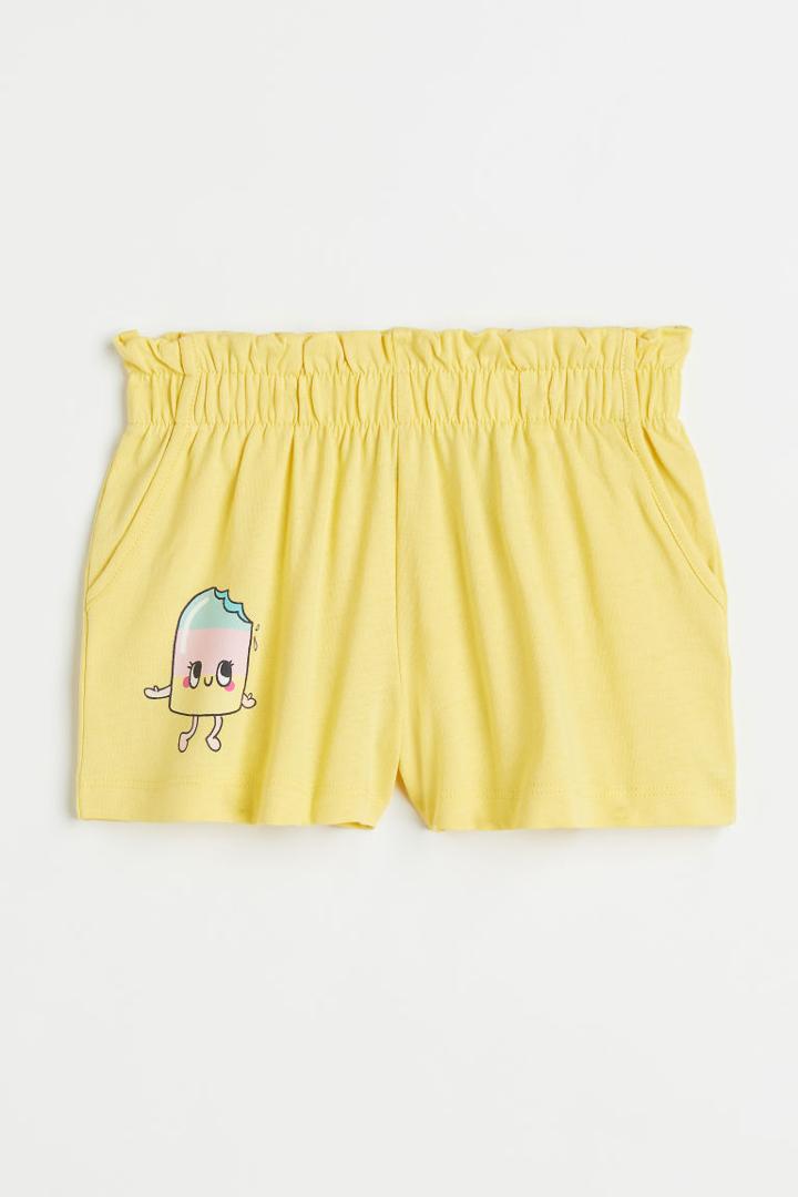 H & M - Cotton Jersey Shorts - Yellow