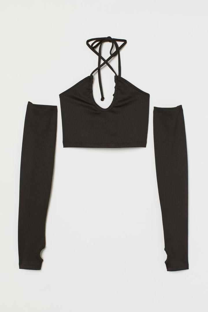 H & M - Top And Arm Warmers - Black