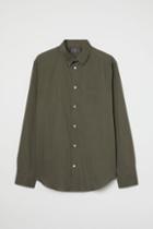 H & M - Regular Fit Cotton Shirt - Green