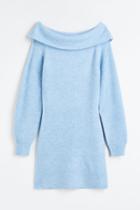 H & M - Off-the-shoulder Bodycon Dress - Blue