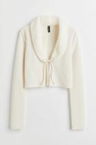H & M - Tie-front Crop Cardigan - White