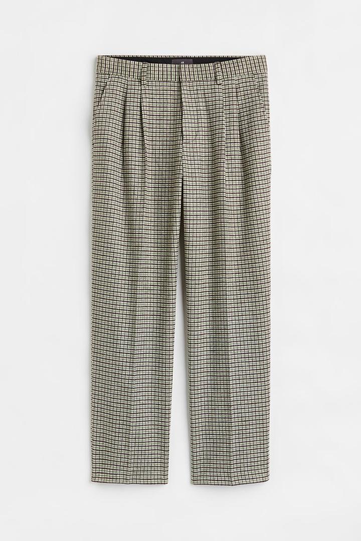 H & M - Relaxed Fit Wool-blend Trousers - Green