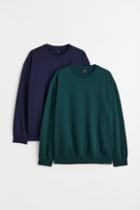 H & M - 2-pack Relaxed Fit Sweatshirts - Green