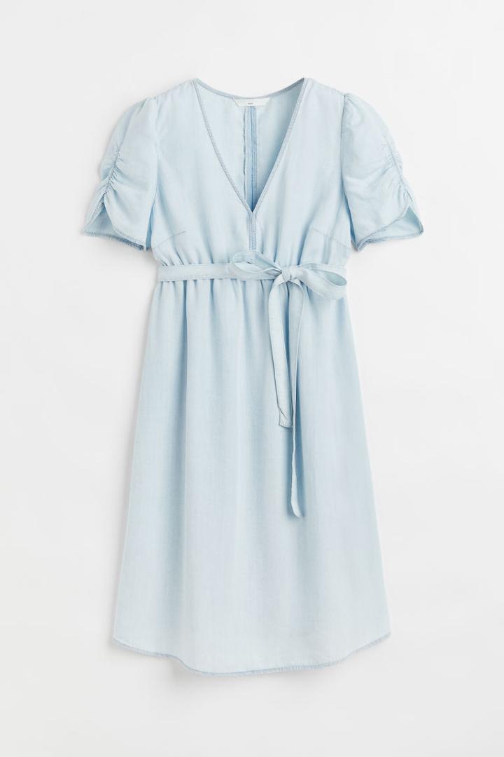H & M - Mama Tie-belt Dress - Blue