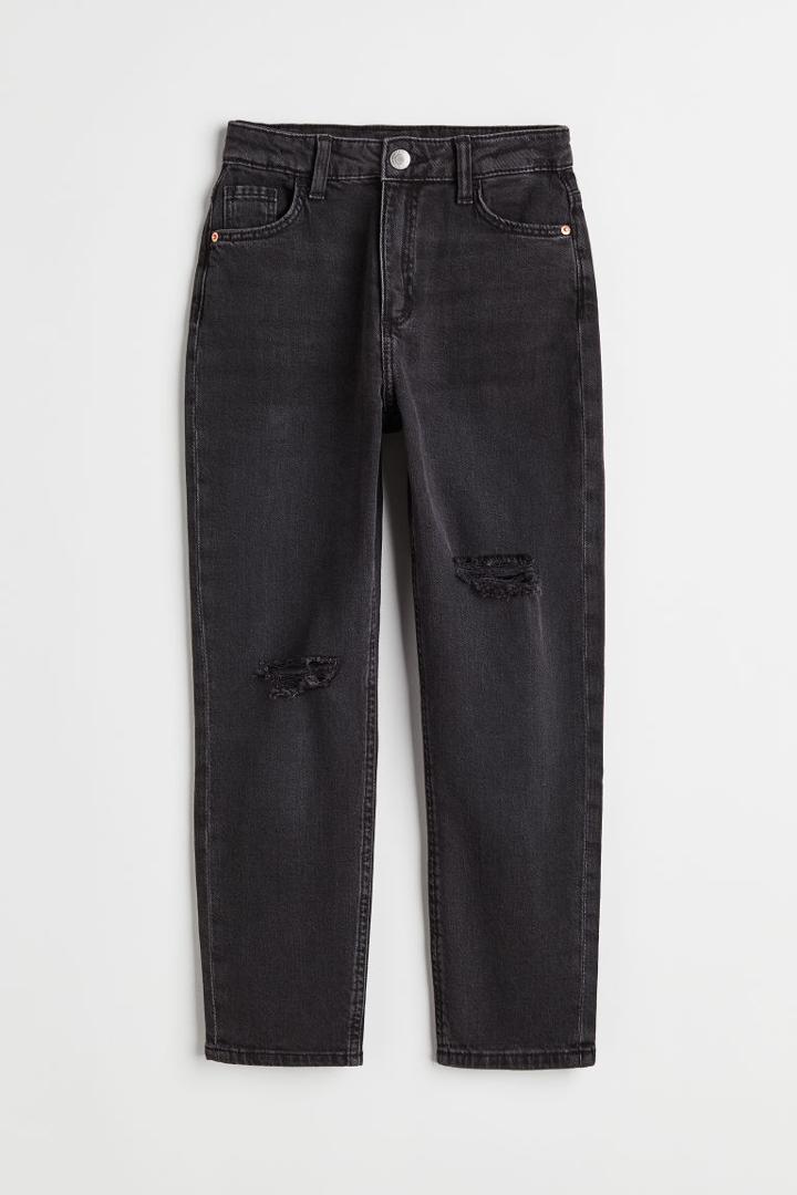 H & M - Relaxed Fit High Ankle Jeans - Black