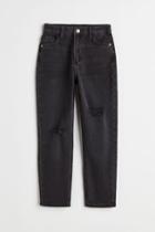 H & M - Relaxed Fit High Ankle Jeans - Black