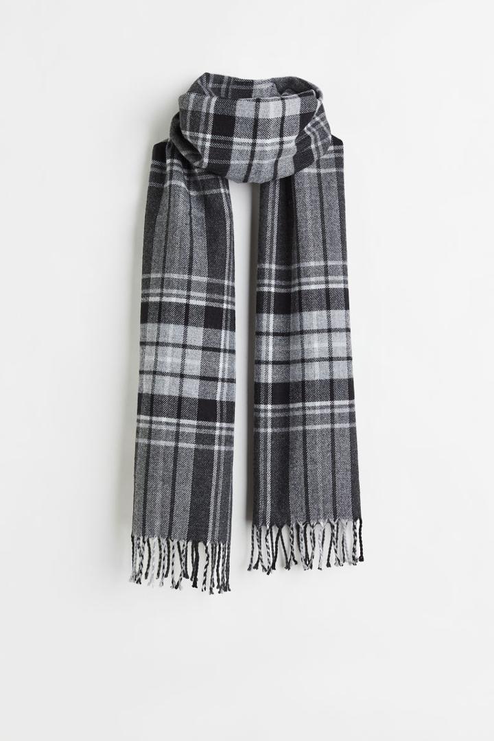 H & M - Patterned Scarf - Black