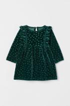 H & M - Ruffle-trimmed Dress - Green