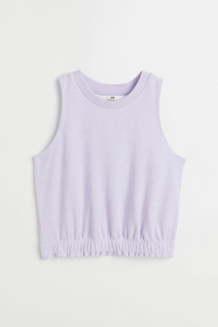 H & M - Terry Crop Tank Top - Purple