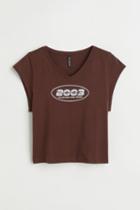 H & M - Printed Crop Top - Brown
