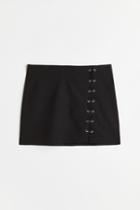 H & M - Lacing-detail Twill Skirt - Black