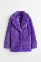 H & M - Single-breasted Faux-fur Jacket - Purple
