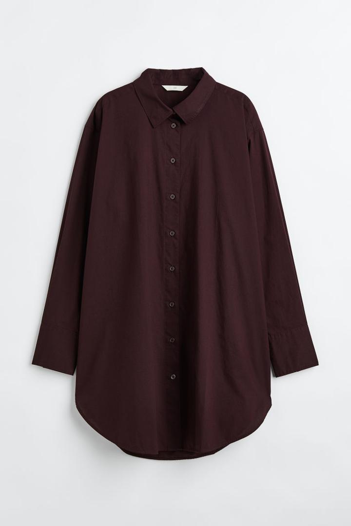 H & M - Long Cotton Shirt - Red