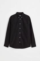 H & M - Regular Fit Corduroy Shirt - Black