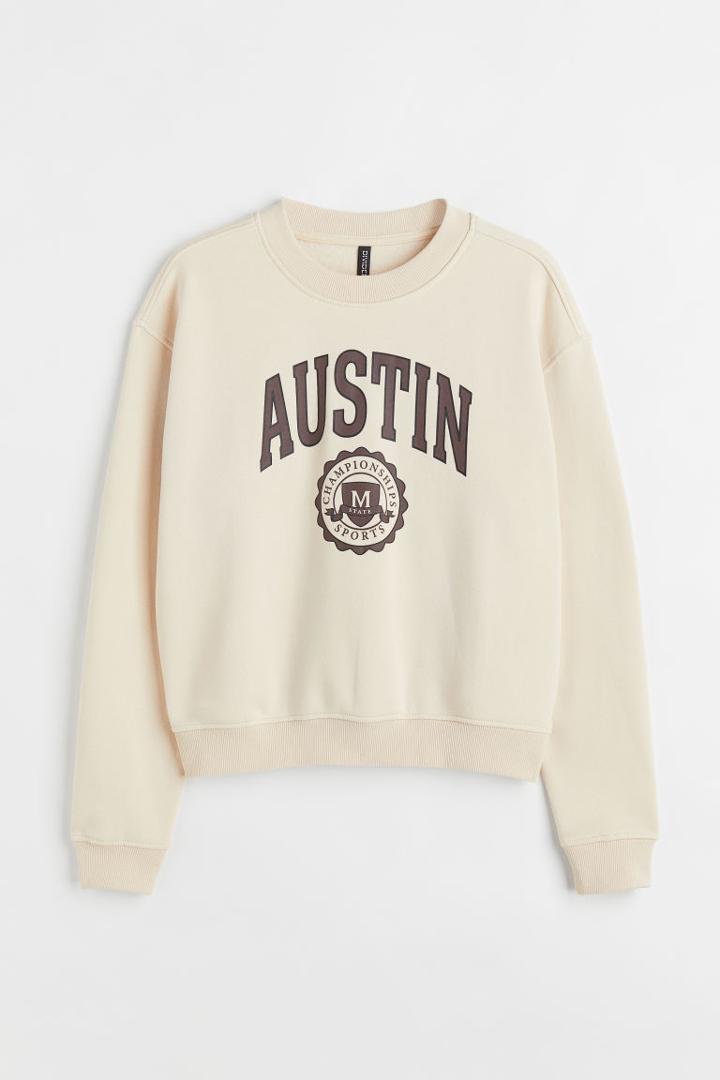 H & M - H & M+ Printed Sweatshirt - Beige