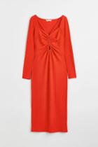 H & M - Ribbed Cut-out Dress - Orange