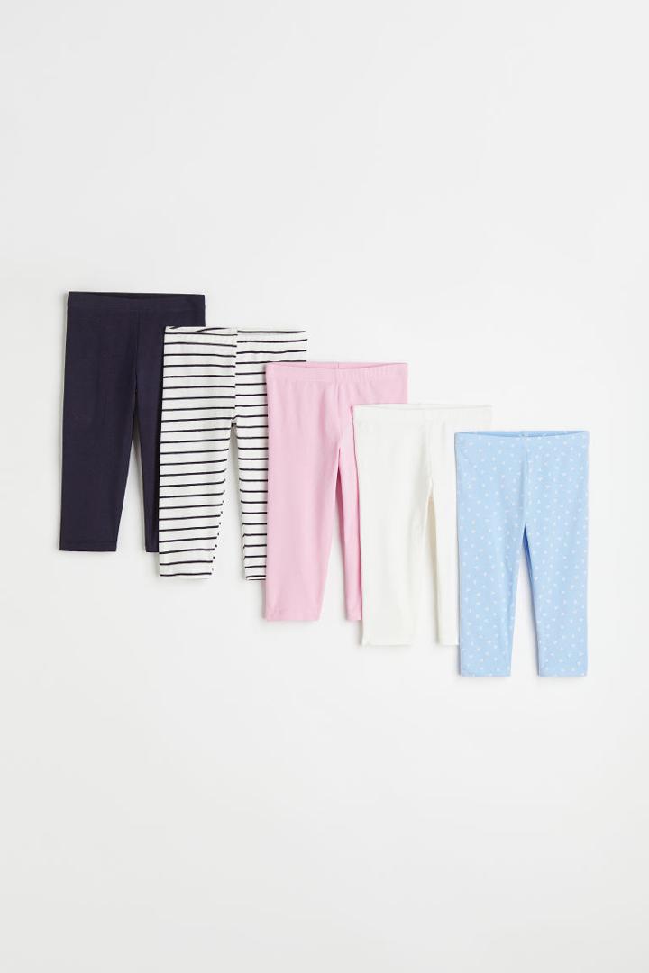 H & M - 5-pack Cotton Capri Leggings - Blue