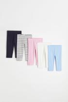 H & M - 5-pack Cotton Capri Leggings - Blue