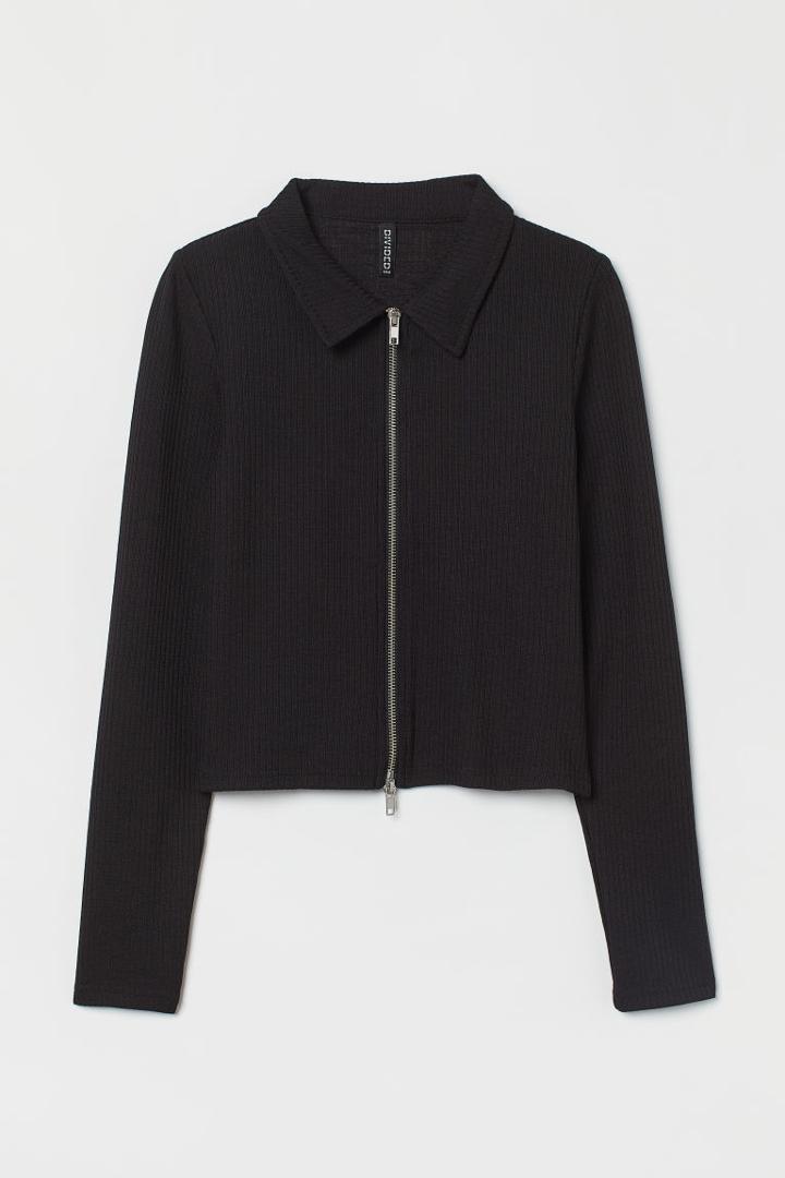 H & M - Collared Cardigan - Black