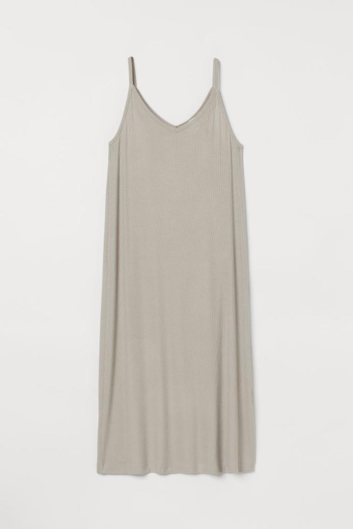 H & M - Ribbed Jersey Dress - Brown