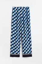 H & M - Wide-leg Patterned Pants - Blue