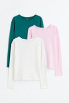 H & M - 3-pack Jersey Tops - Turquoise