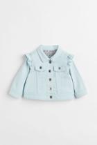 H & M - Ruffle-trimmed Twill Jacket - Blue