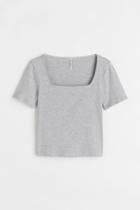 H & M - Ribbed Top - Gray