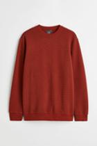H & M - Regular Fit Ribbed Sweatshirt - Orange