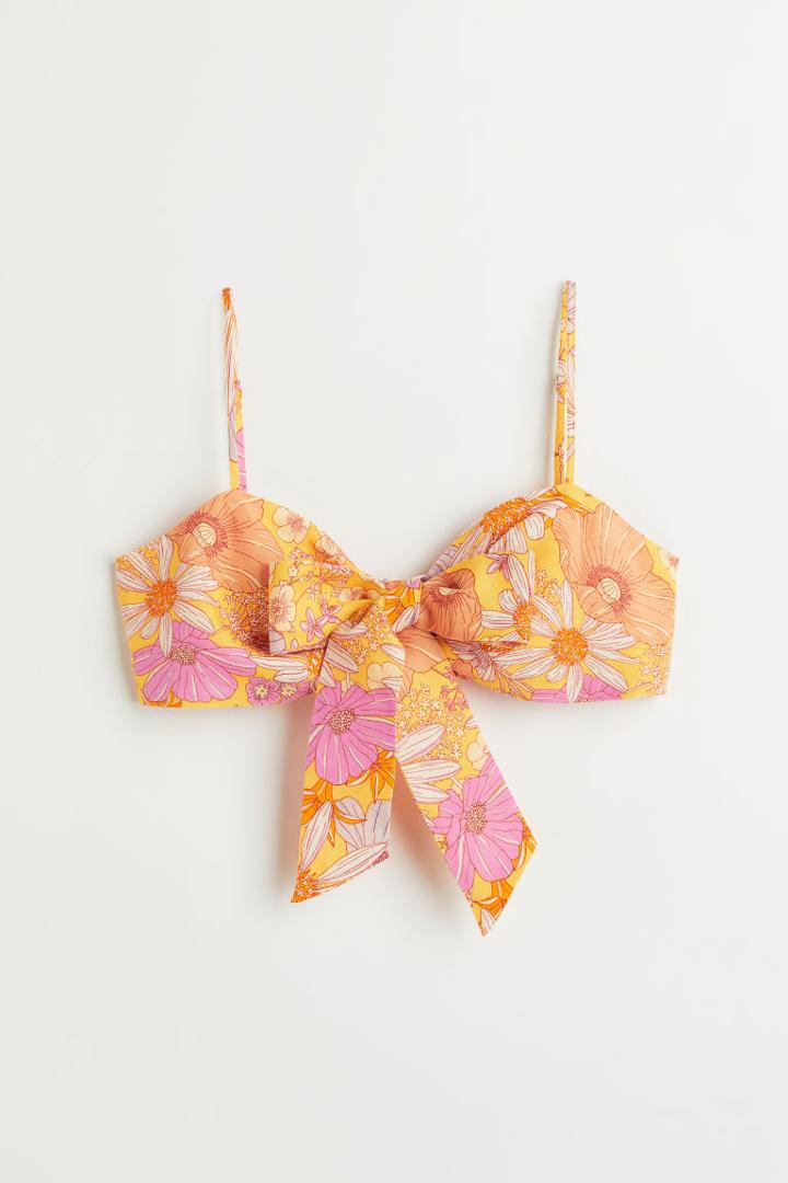 H & M - Tie-front Bralette - Yellow