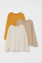 H & M - 3-pack Jersey Shirts - Beige