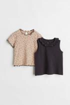 H & M - 2-pack Cotton Tops - Gray