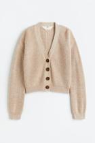 H & M - Rib-knit Cotton Cardigan - Beige