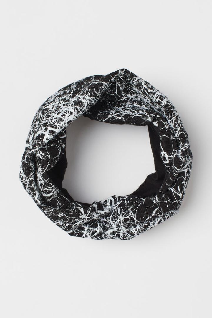 H & M - Printed Tube Scarf - Black