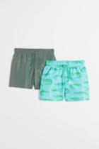 H & M - 2-pack Swim Shorts - Green