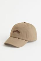 H & M - Cotton Cap With Embroidery - Green