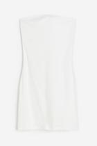 H & M - Ribbed Bandeau Dress - White