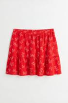 H & M - Flounced Crped Skirt - Red