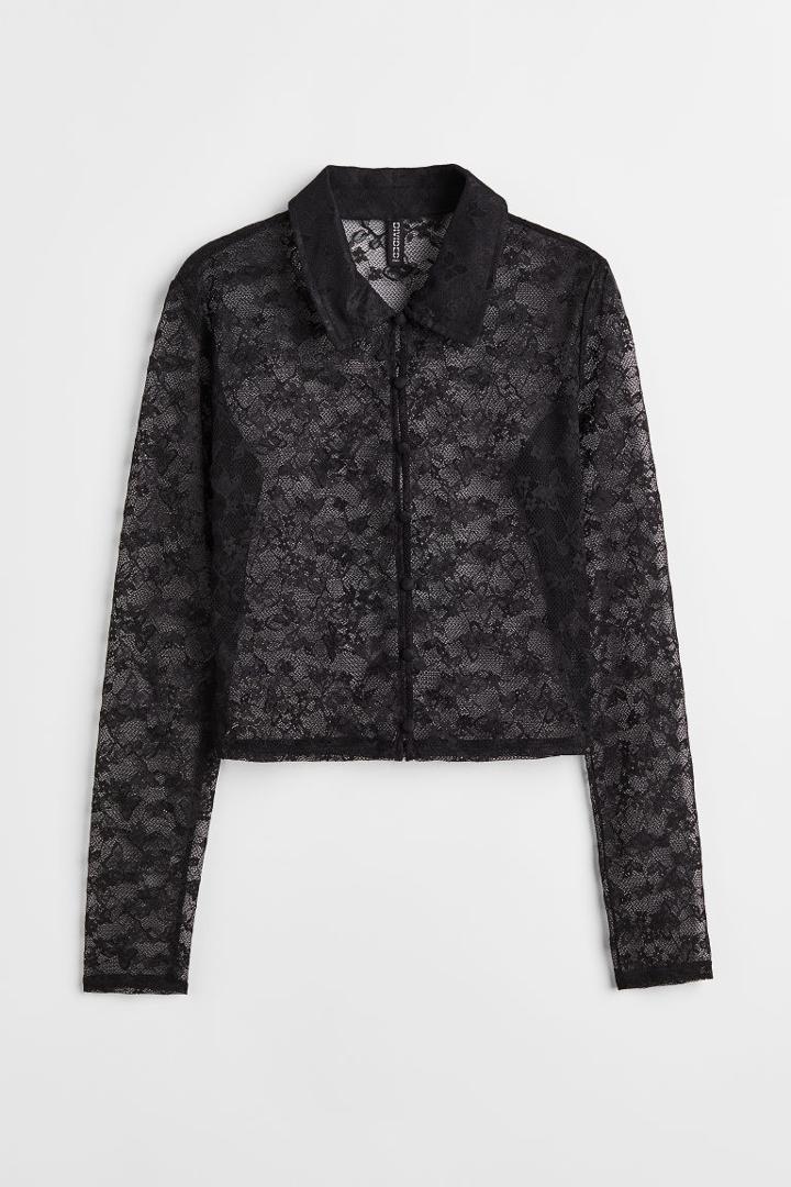 H & M - Lace Shirt - Black