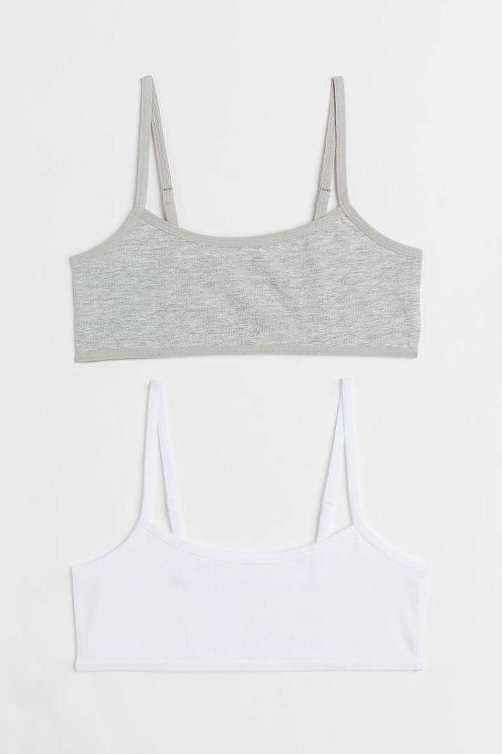 H & M - 2-pack Short Jersey Tops - Gray