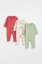 H & M - 3-pack Jumpsuits With Zipper - Red
