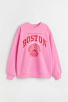 H & M - Printed Sweatshirt - Pink