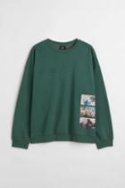 H & M - Oversized Printed Sweatshirt - Green