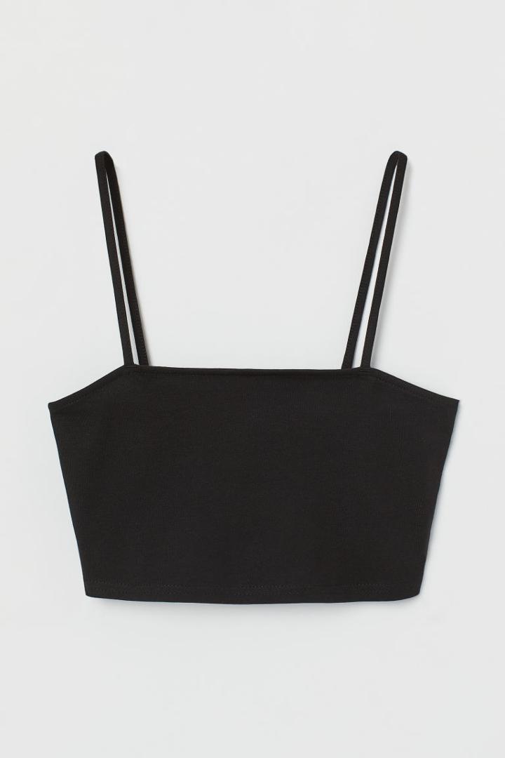 H & M - Jersey Crop Top - Black