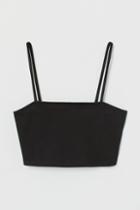H & M - Jersey Crop Top - Black