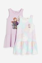 H & M - 2-pack Printed Cotton Dresses - Purple