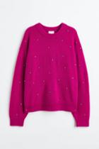 H & M - Beaded Sweater - Pink