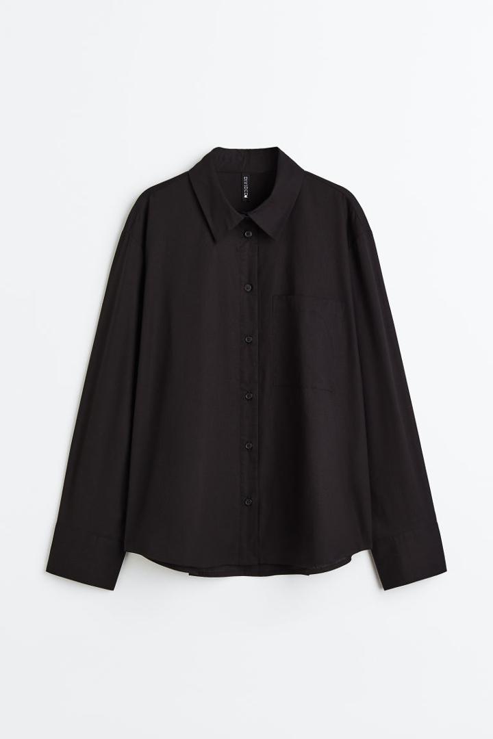 H & M - Cotton Poplin Shirt - Black